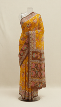 Marigold and cocoa chiffon dupatta