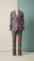 Embroidered teal mirage stitched suit