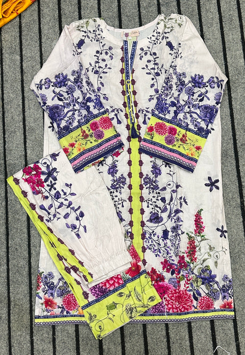 Lawn 2 Piece Coat Set (Stitched)
